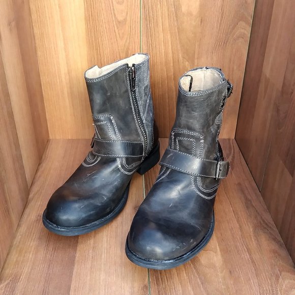 STEVE MADDEN MENS BOOTS BUCKLE ZIPPER LEATHER - Picture 2 of 9